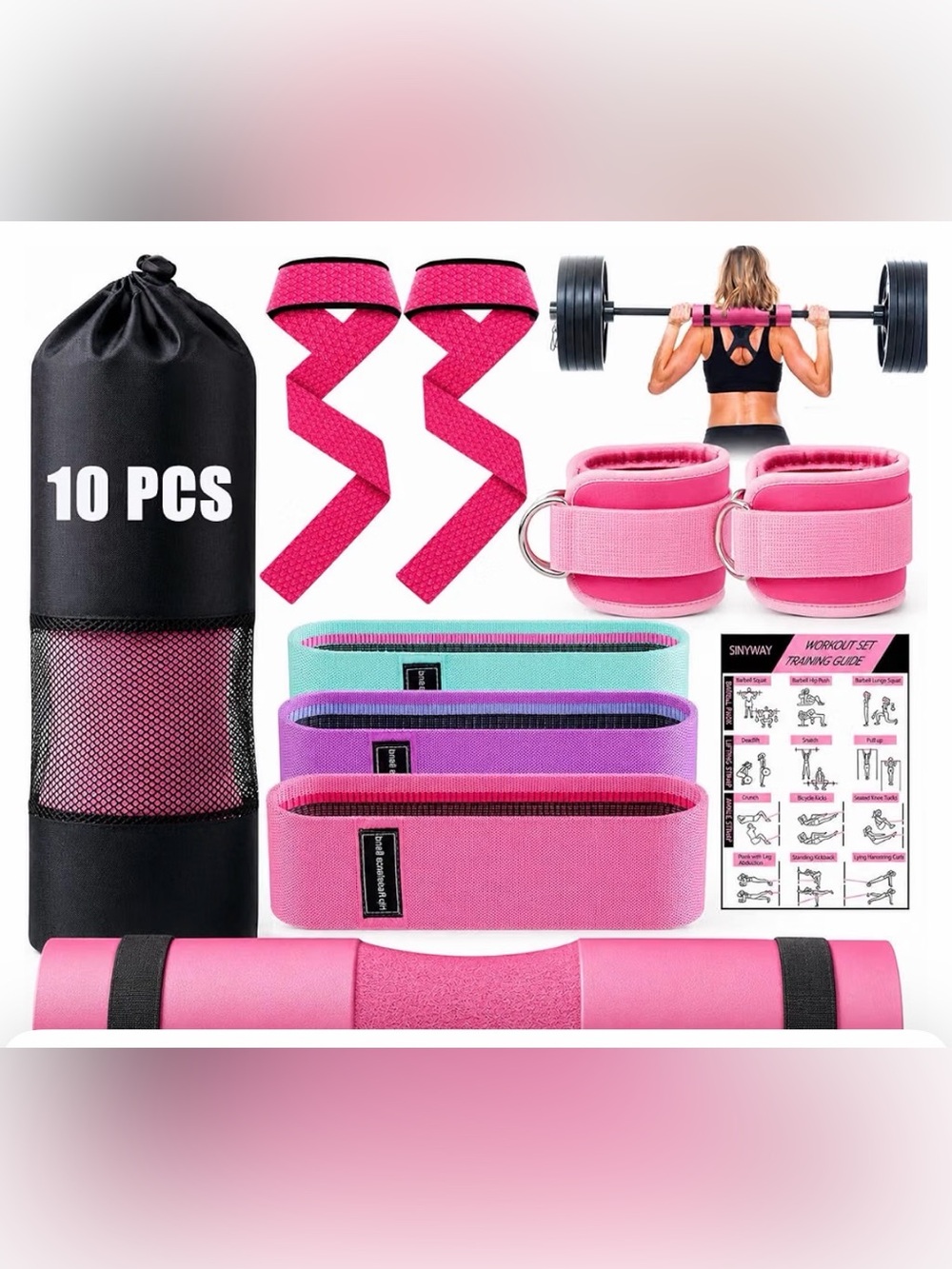SINYWAY Barbell Pad Set for Squat,10 PCS Hip Thrusts Workout Foam NWOT